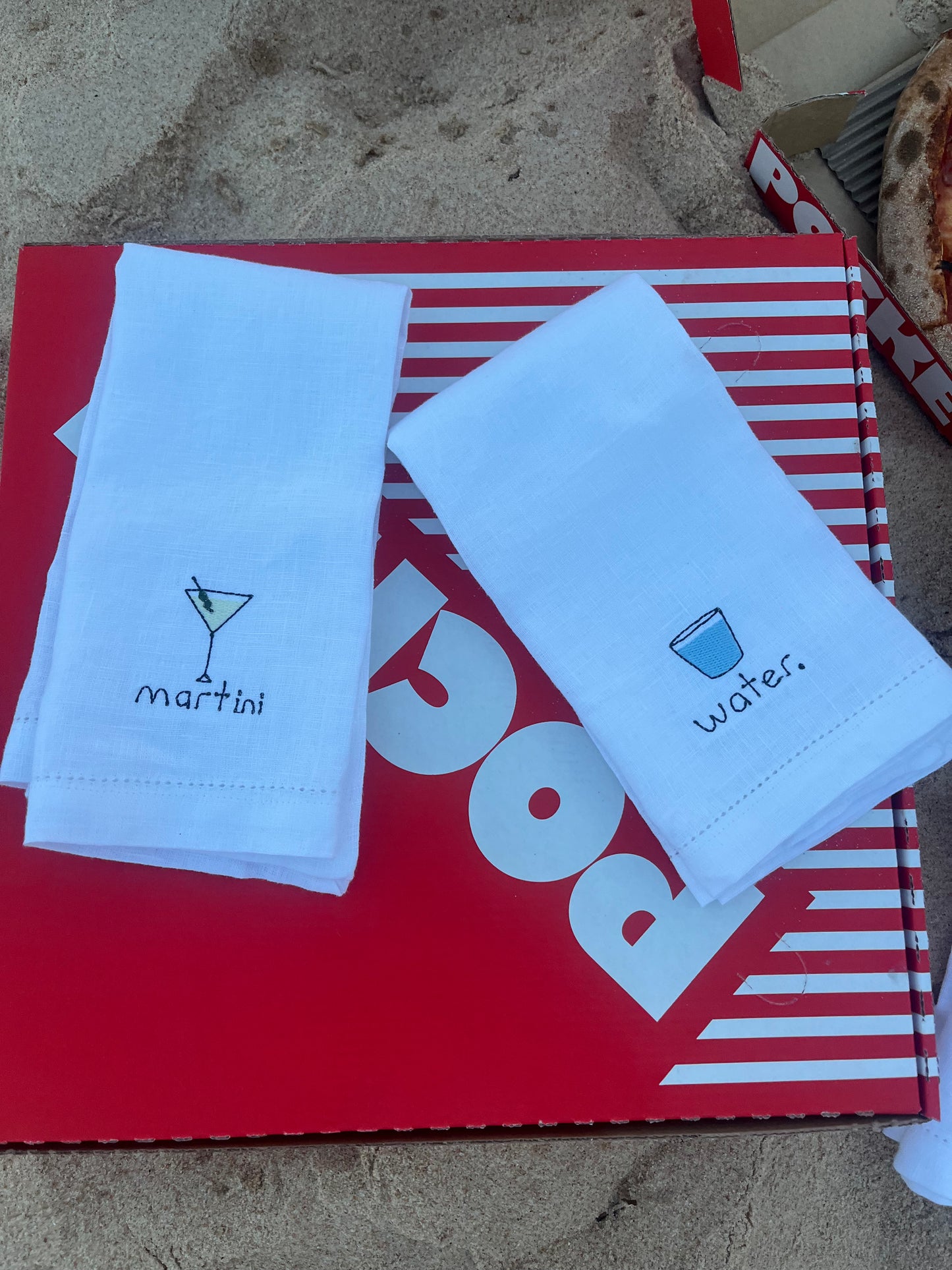 Cocktails - Embroidered 100% Linen Hemstitch Napkins (Set of 4)