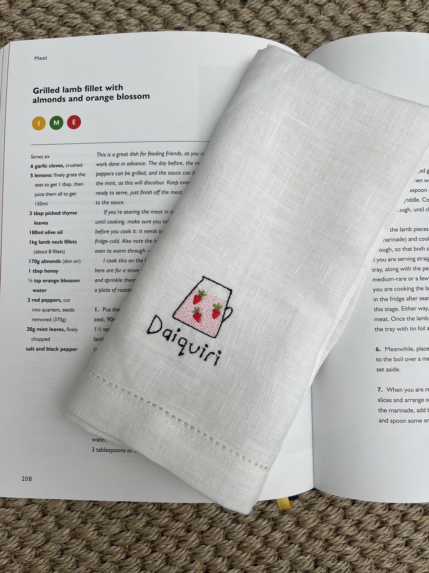 Cocktails - Embroidered 100% Linen Hemstitch Napkins (Set of 4)