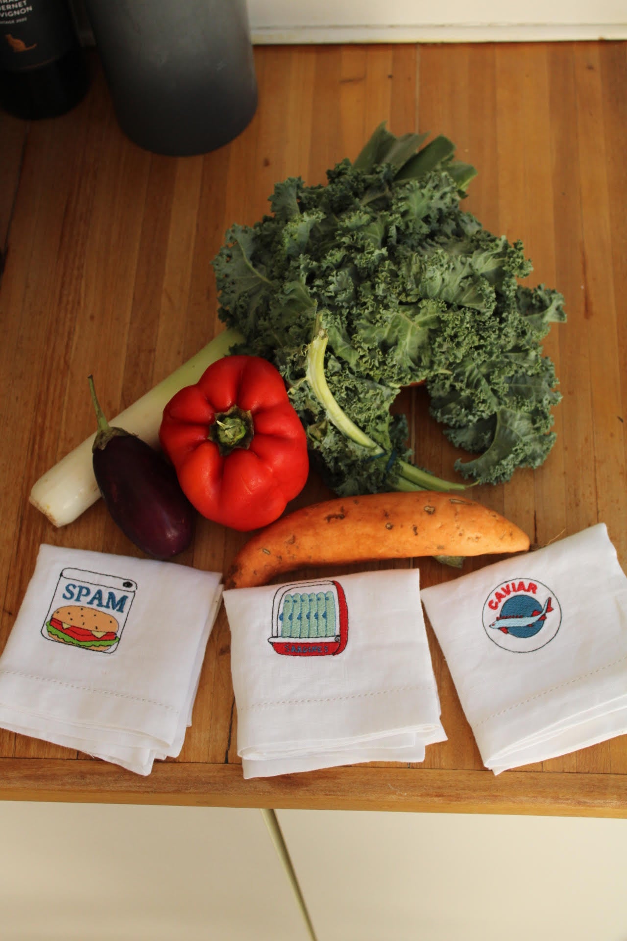 From the Pantry - Embroidered 100% Linen Hemstitched Napkins (Set of 4)