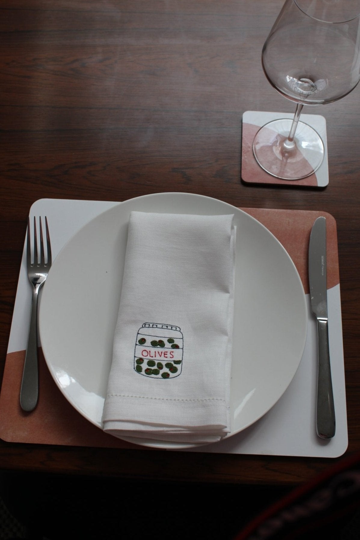 From the Pantry - Embroidered 100% Linen Hemstitched Napkins (Set of 4)