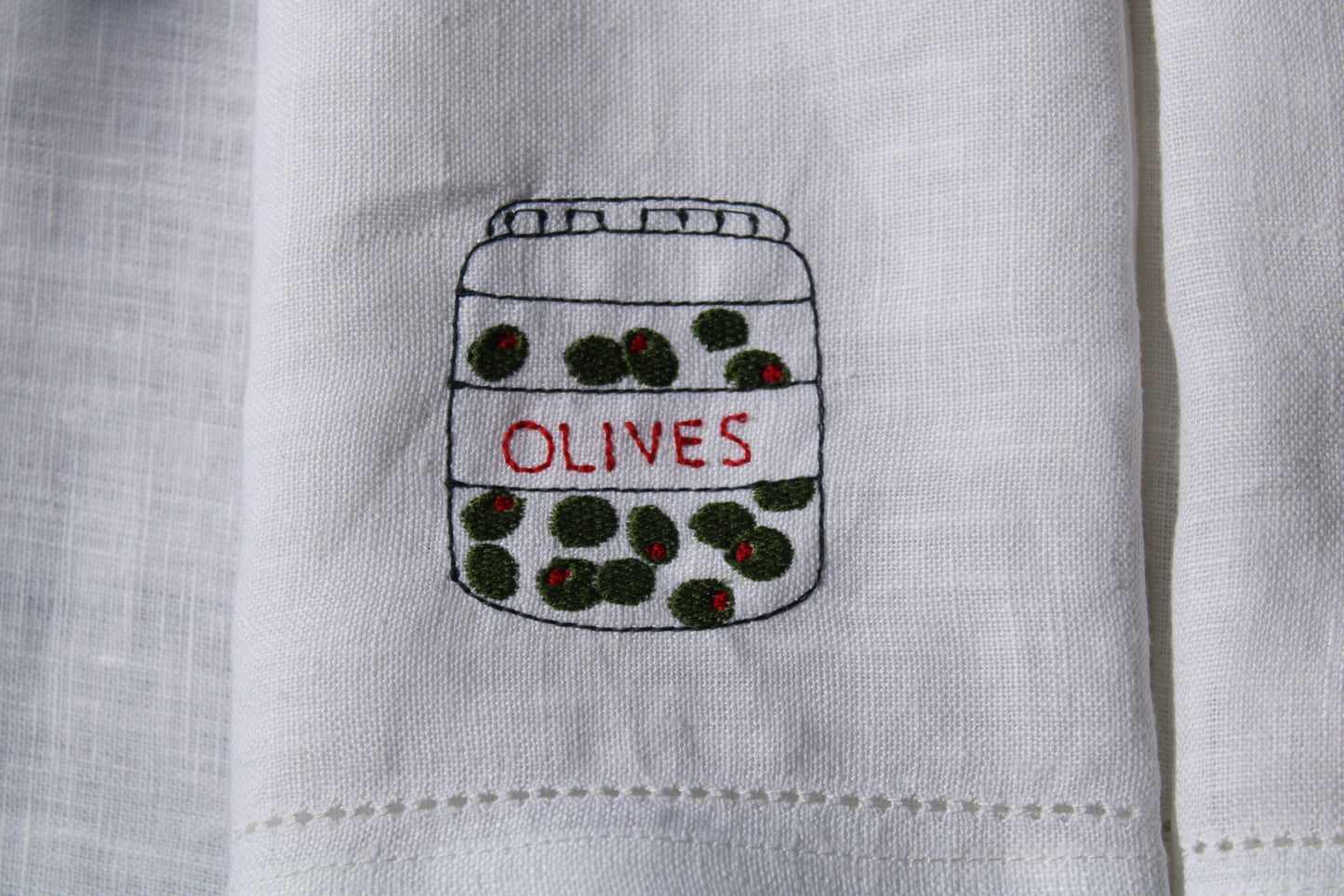 From the Pantry - Embroidered 100% Linen Hemstitched Napkins (Set of 4)