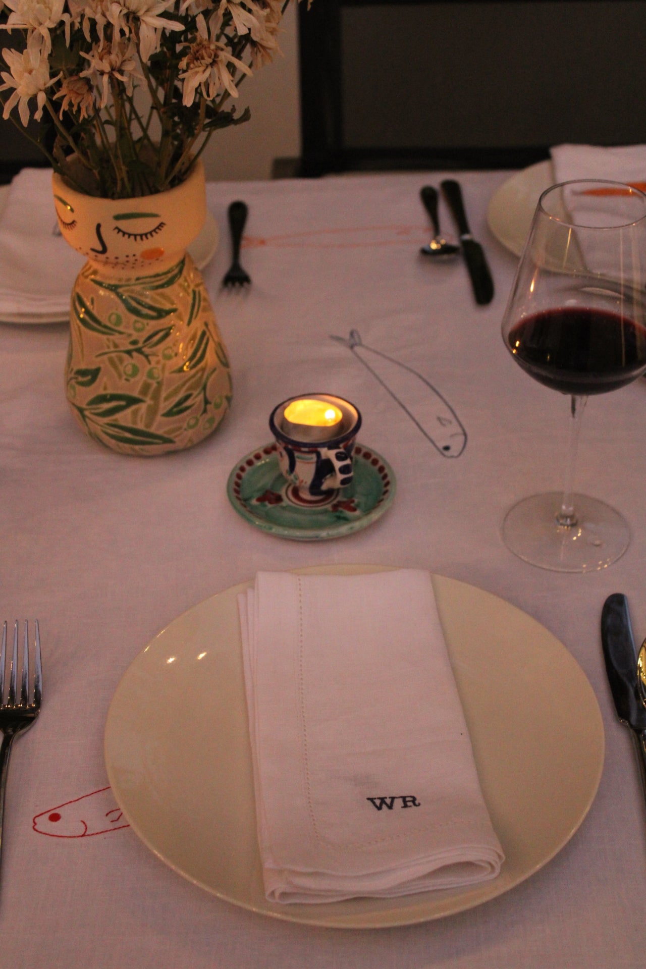 Monograms - Embroidered 100% Linen Hemstitch Napkins (Set of 4)