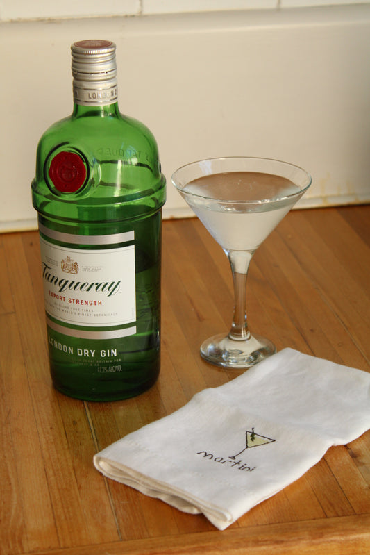 Cocktails - Embroidered 100% Linen Hemstitch Napkins (Set of 4)