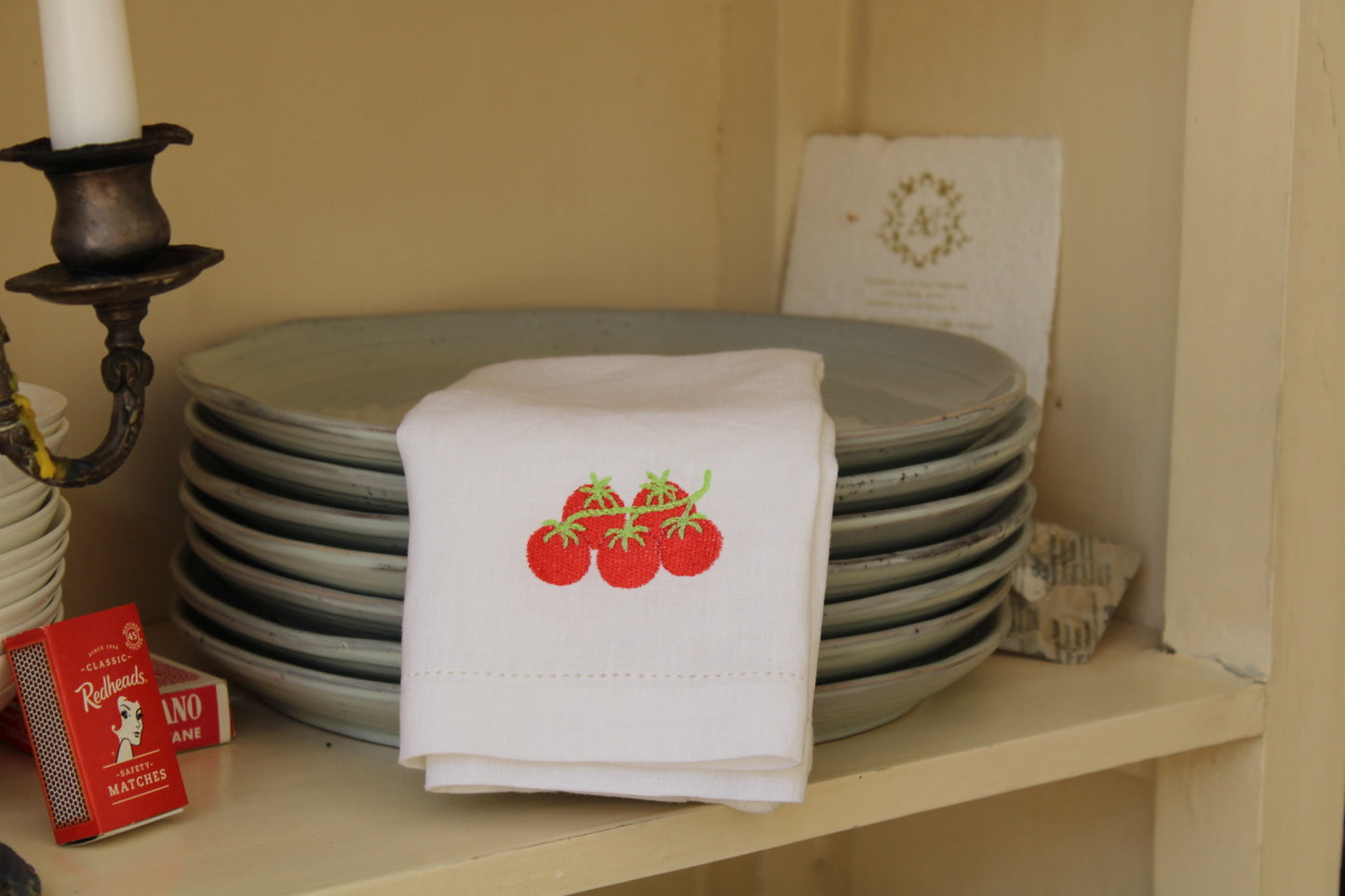 Custom Designs  - Embroidered 100% Linen Hemstitch Napkins