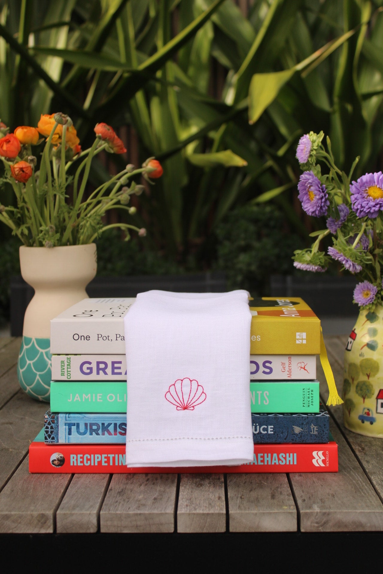 Prawn and Pals - Embroidered 100% Linen Hemstitch Napkins (Set of 4)