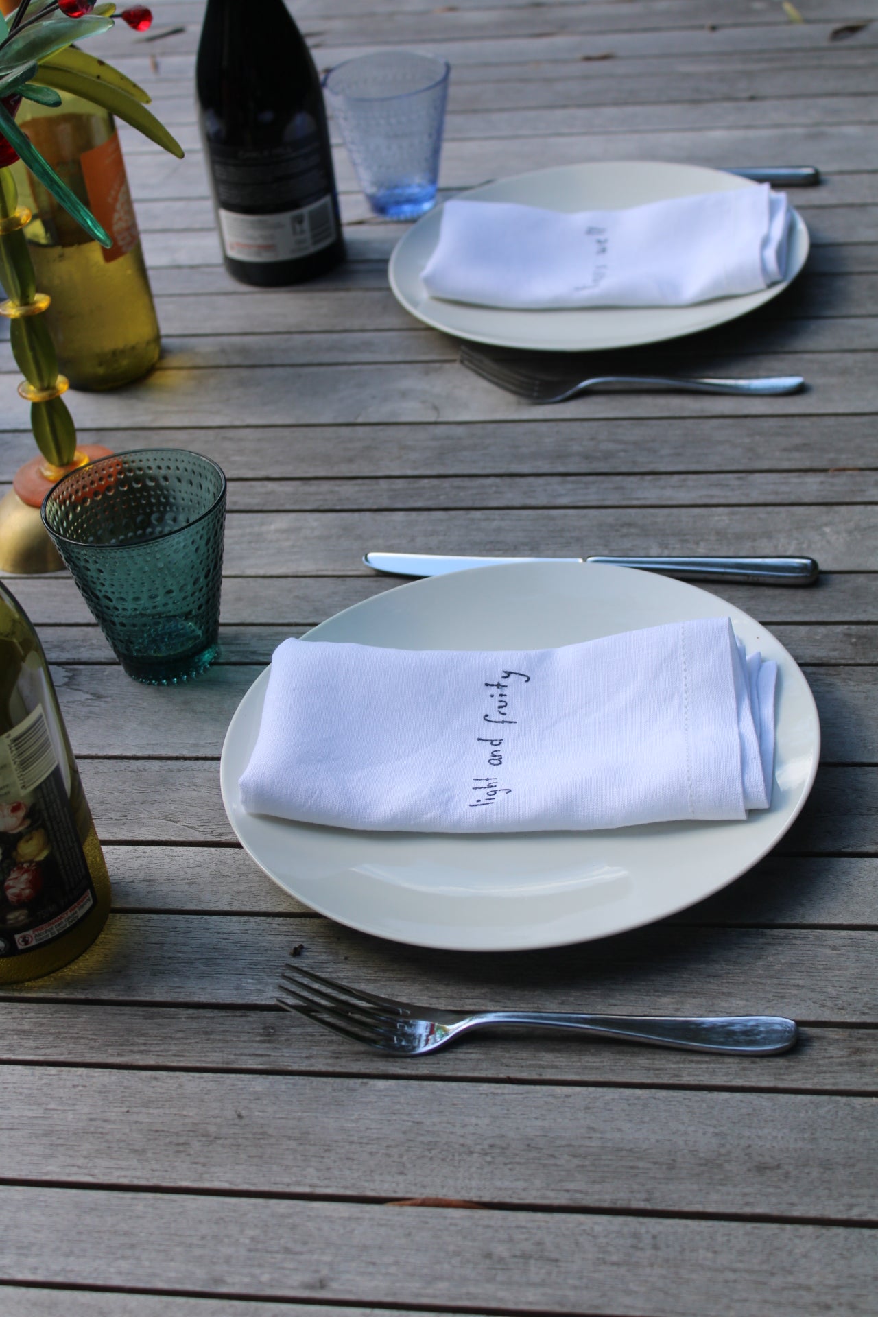 Tasting Notes - Embroidered 100% Linen Hemstitched Napkins (Set of 4)
