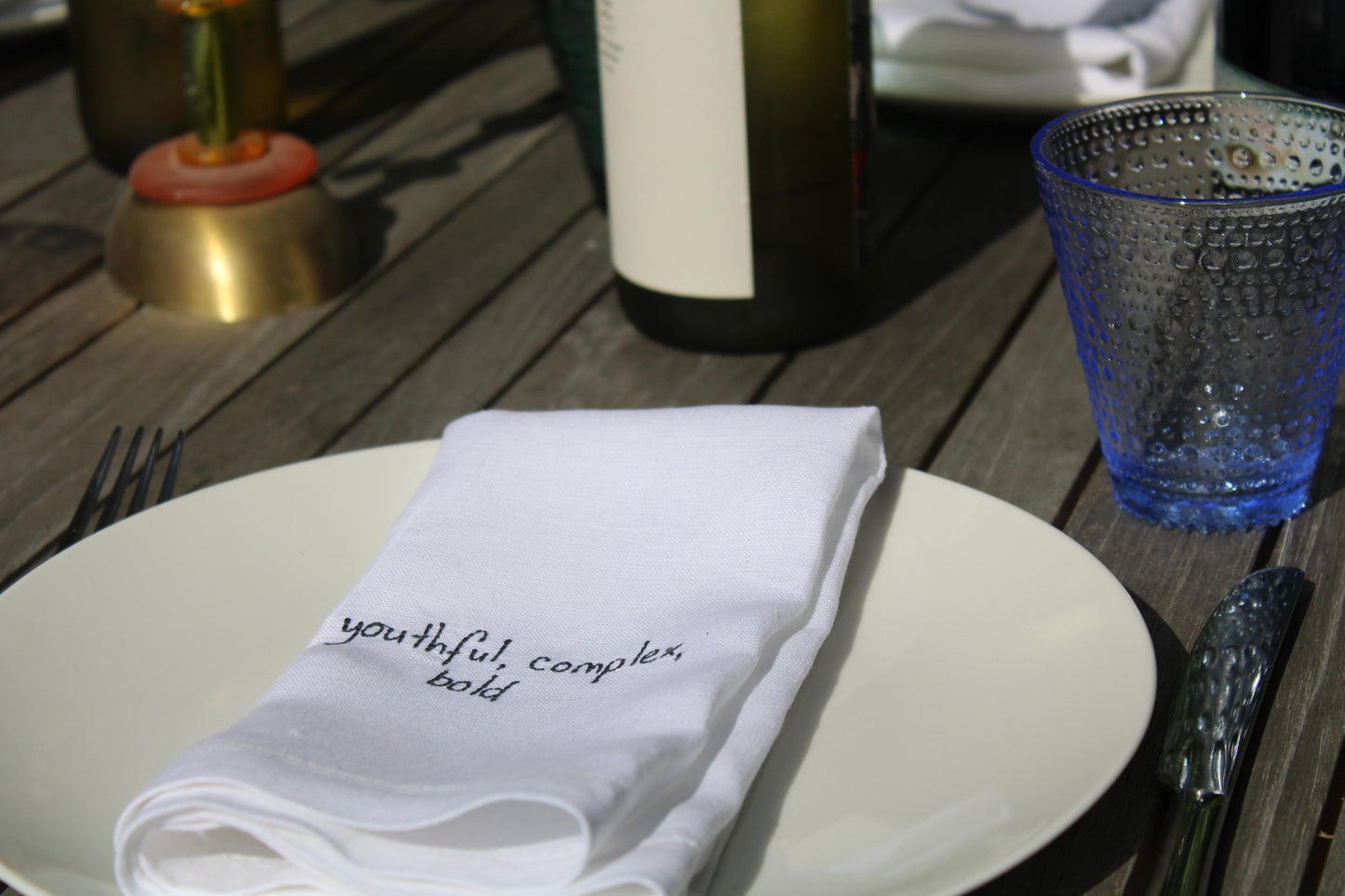 Tasting Notes - Embroidered 100% Linen Hemstitched Napkins (Set of 4)