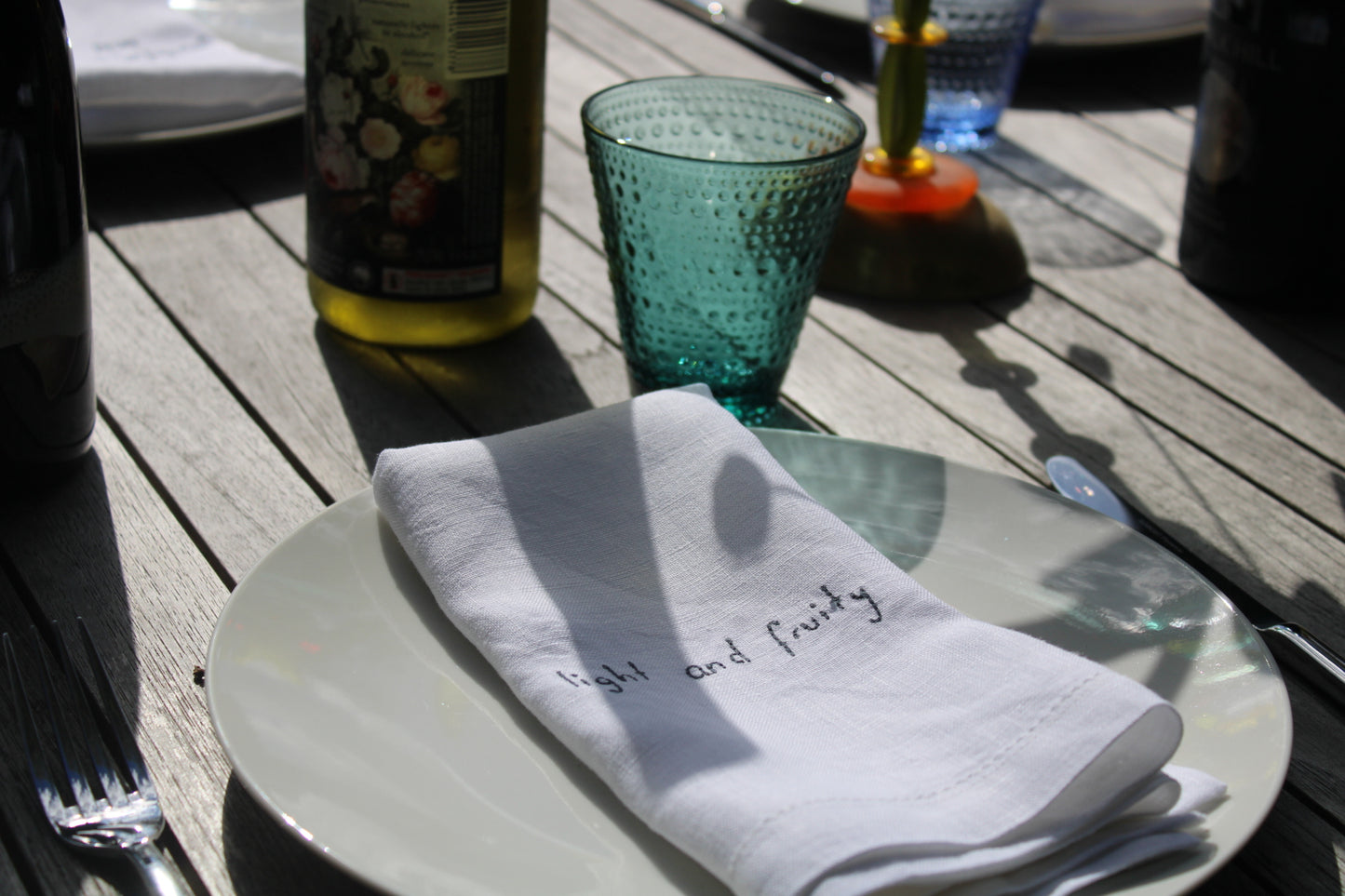 Tasting Notes - Embroidered 100% Linen Hemstitched Napkins (Set of 4)